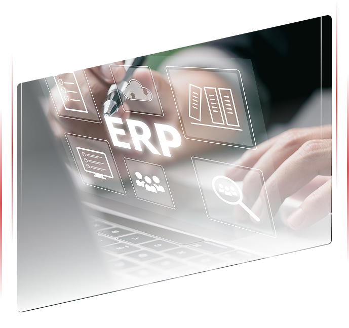 ERP system on a laptop screen