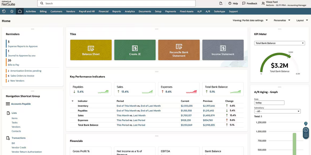 crm tool oracle netsuite dashboard