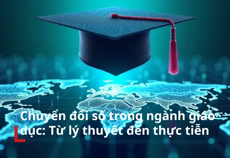 hình ảnh đại diện về chuyển đổi số trong ngành giáo dục, minh họa sự kết hợp giữa học tập truyền thống và công nghệ số hiện đại.
