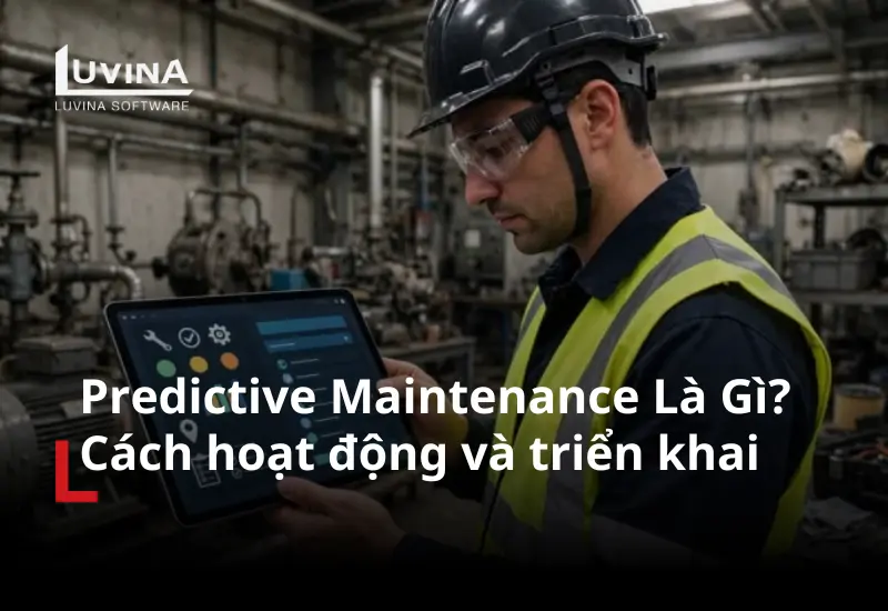 hình ảnh đại diện tổng quan giải thích khái niệm predictive maintenance và các bước triển khai hiệu quả.