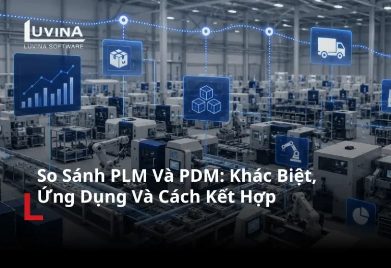 hình ảnh đại diện tổng quan giúp so sánh plm và pdm về khái niệm và phạm vi ứng dụng.