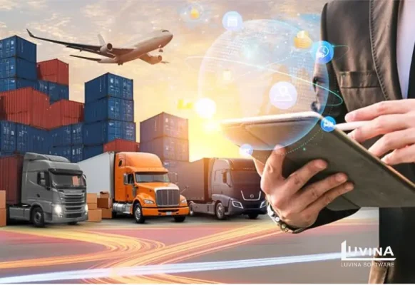 ERP system for logistics with digital tracking of trucks, containers, and global supply chain operations.