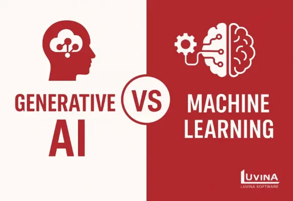 Generative AI vs machine learning comparison illustration for understanding key differences