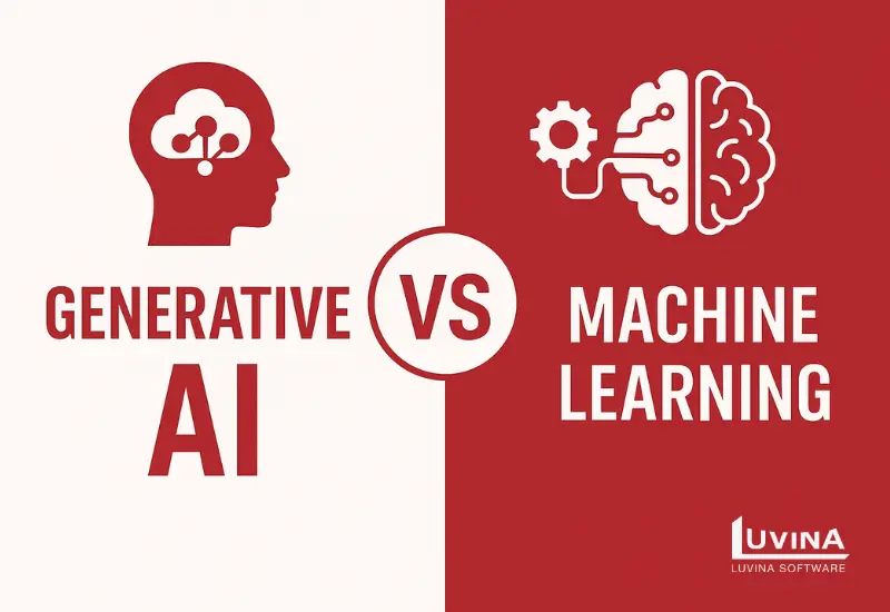 Generative AI vs machine learning comparison illustration for understanding key differences