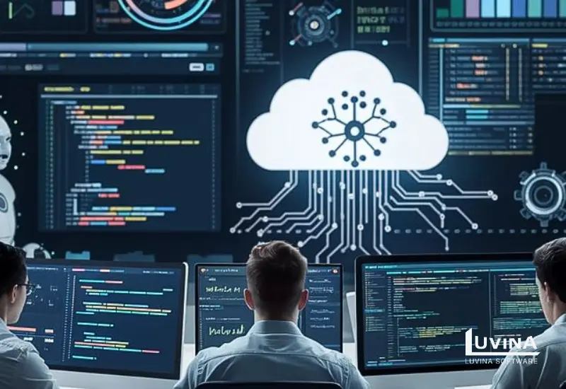 Developers using cloud-based AI tools to improve coding workflows and demonstrate the impact of AI on software development