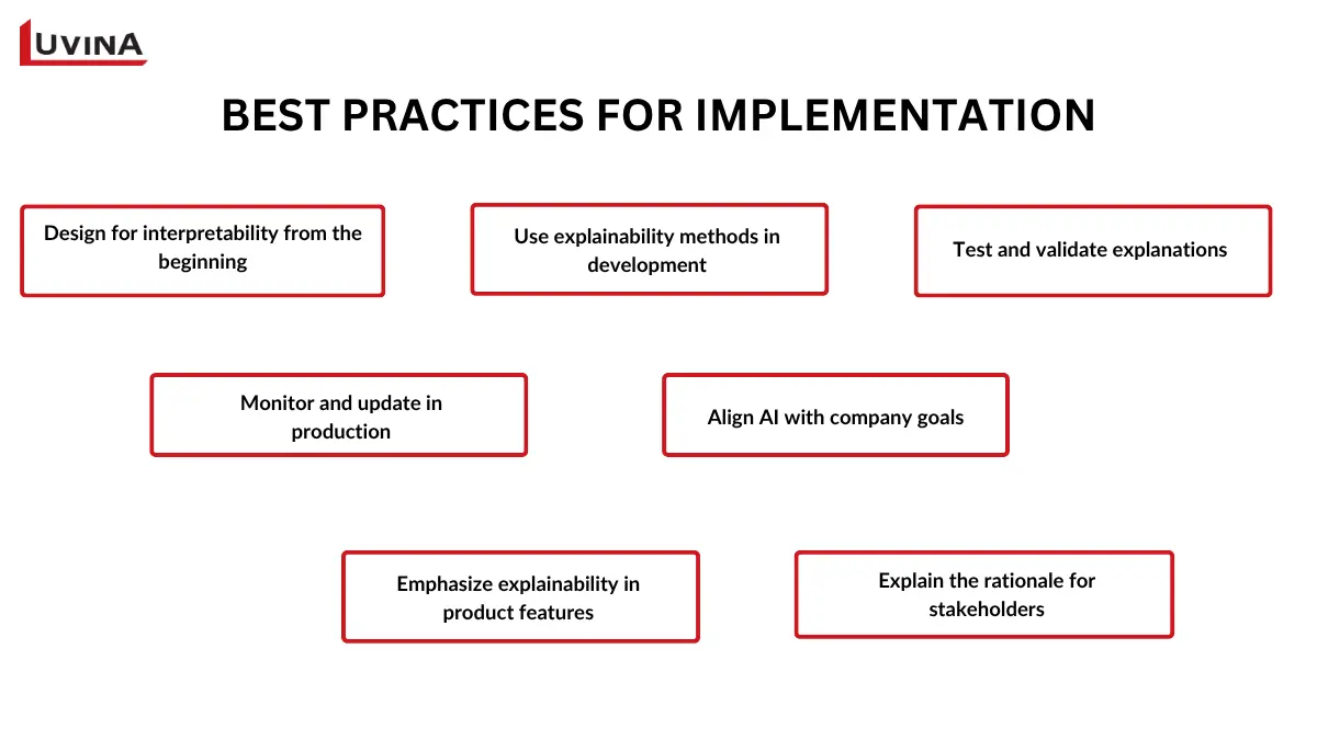 Best practices for implementing explainable vs interpretable AI, from design to monitoring and stakeholder communication.