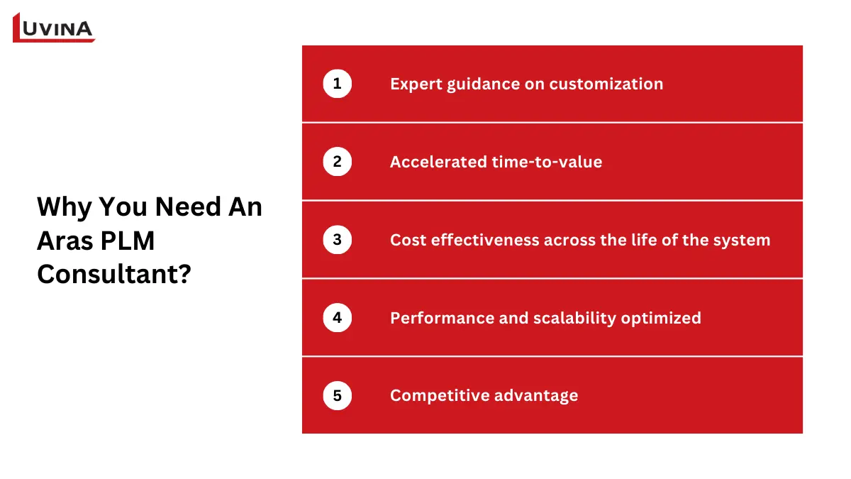 Benefits of hiring an aras plm consultant, including customization expertise, cost efficiency, and scalability.