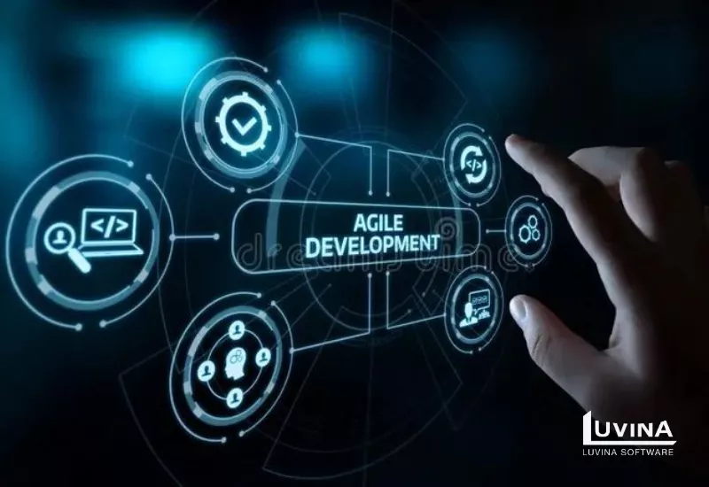 A futuristic digital interface illustrating agile methodology workflows in software engineering.