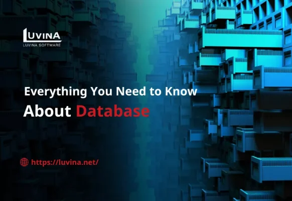 Futuristic digital data storage blocks illustrating the concept of what is a database.