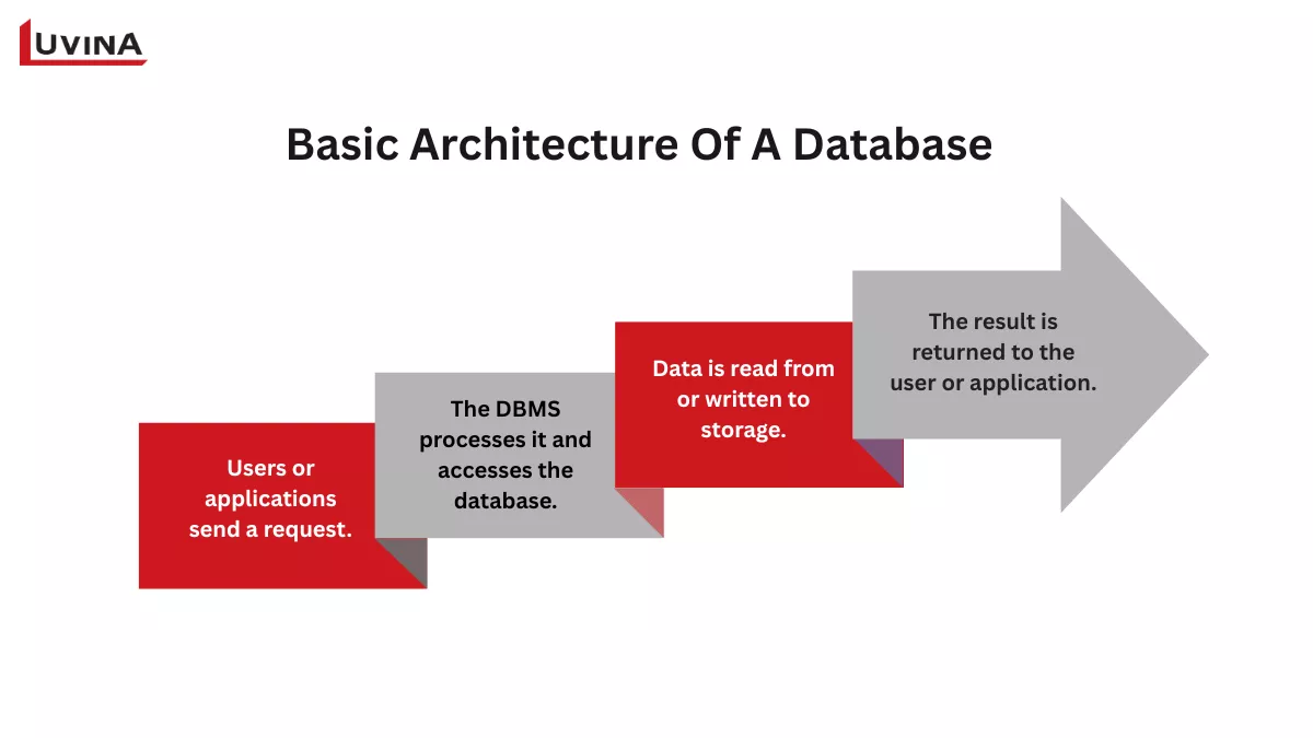 Flowchart illustrating the basic architecture and process of what is a database system.