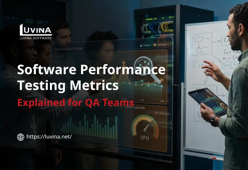 Featured banner explaining essential software performance testing metrics for QA teams.