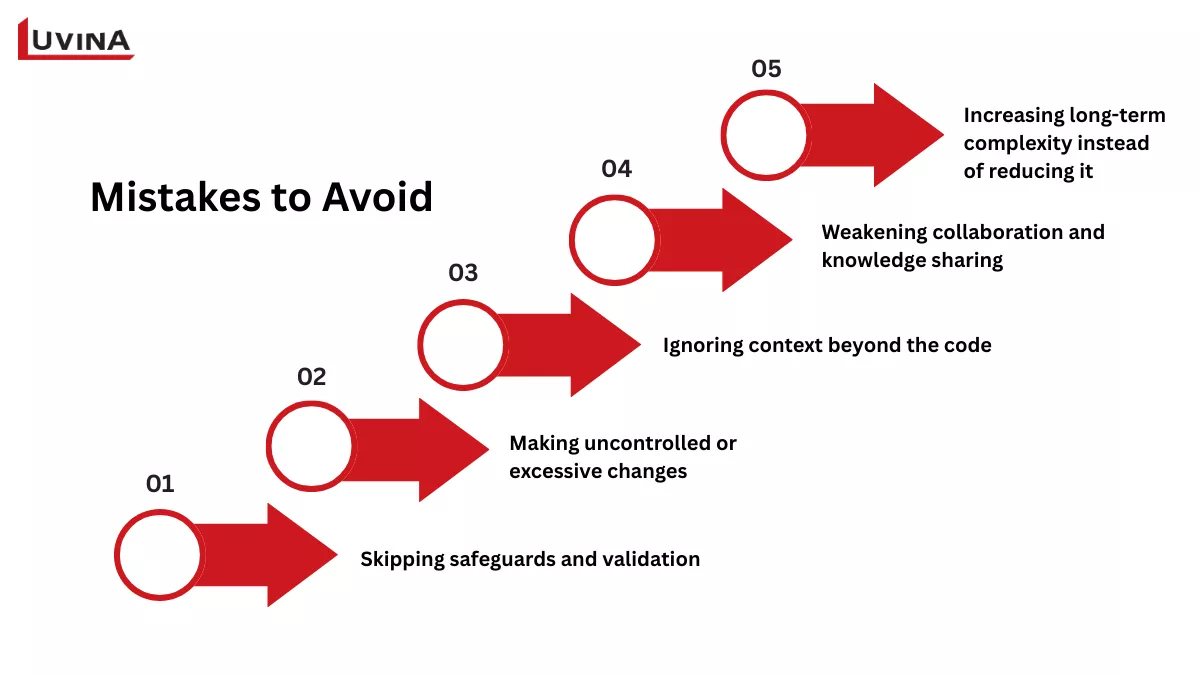 Five common mistakes to avoid when applying what is refactoring techniques.