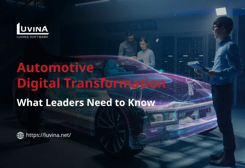 Automotive digital transformation concept showing smart connected vehicle technology and data-driven innovation in the automotive industry