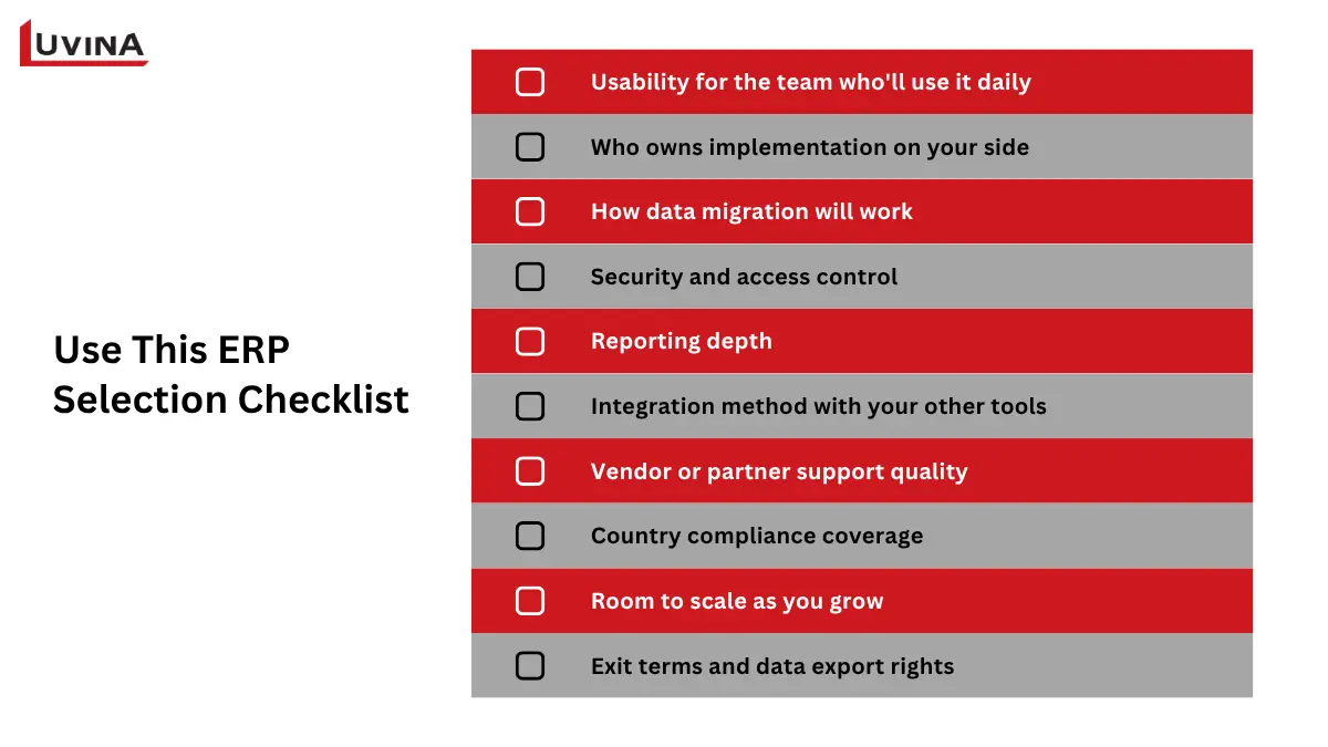 Comprehensive evaluation checklist for ERP for Small Business: How to Choose the Right System.